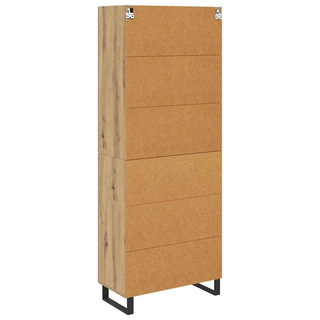 vidaXL Highboard 2 pcs Artisan-Eiche Engineered Wood und Glas