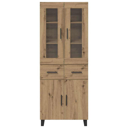 vidaXL Highboard 2 pcs Artisan-Eiche Engineered Wood und Glas