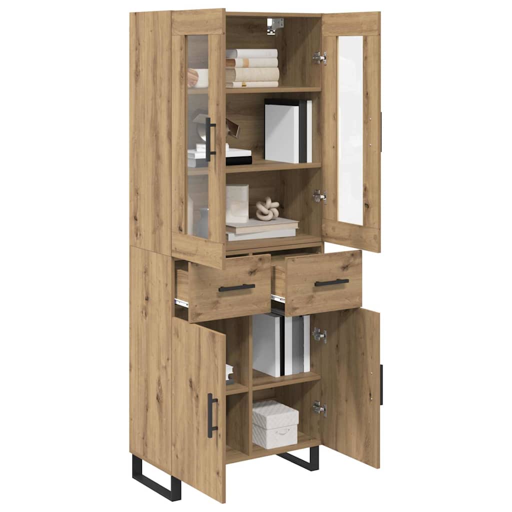 vidaXL Highboard 2 pcs Artisan-Eiche Engineered Wood und Glas