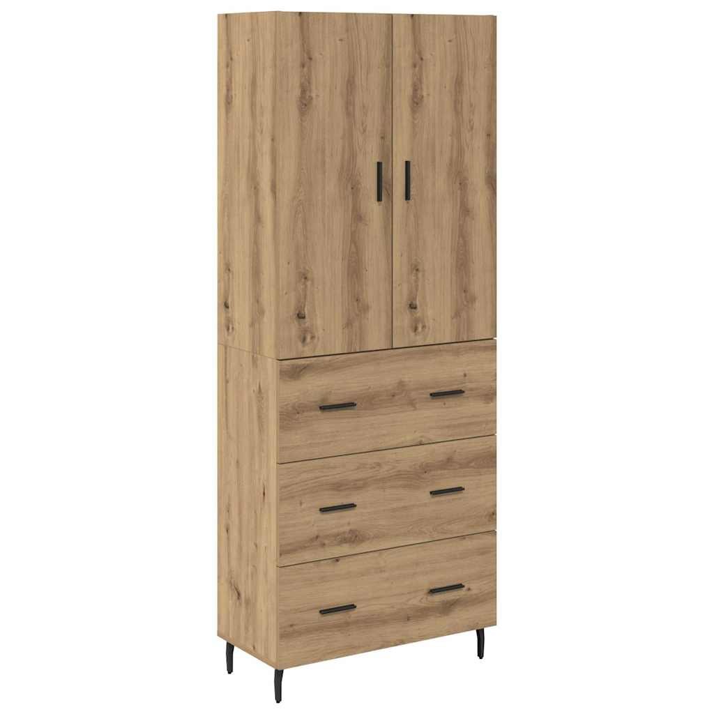 Highboard 2 pcs Artisan-Eiche Engineered Wood und Glas