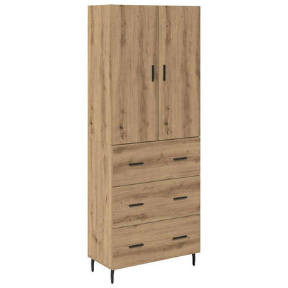 Highboard 2 pcs Artisan-Eiche Engineered Wood und Glas