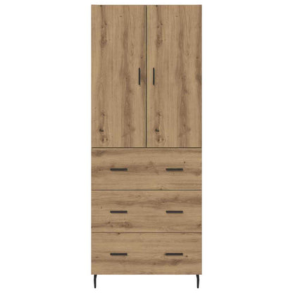 Highboard 2 pcs Artisan-Eiche Engineered Wood und Glas