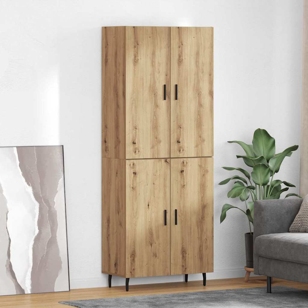 vidaXL Highboard 2 pcs Artisan-Eiche Engineered Wood und Glas