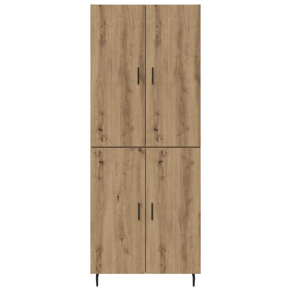 vidaXL Highboard 2 pcs Artisan-Eiche Engineered Wood und Glas