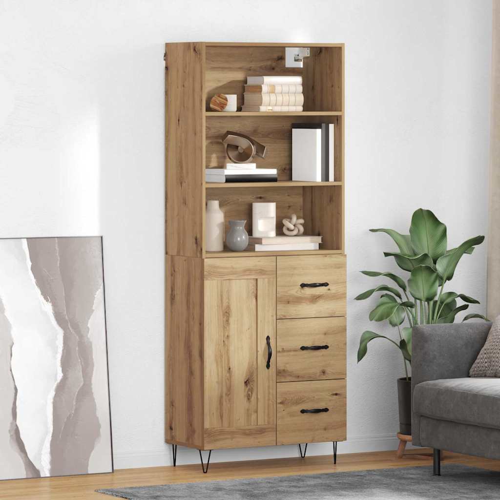 Highboard mit Schubladen 2 pcs Artisan-Eiche Holzwerkstoff