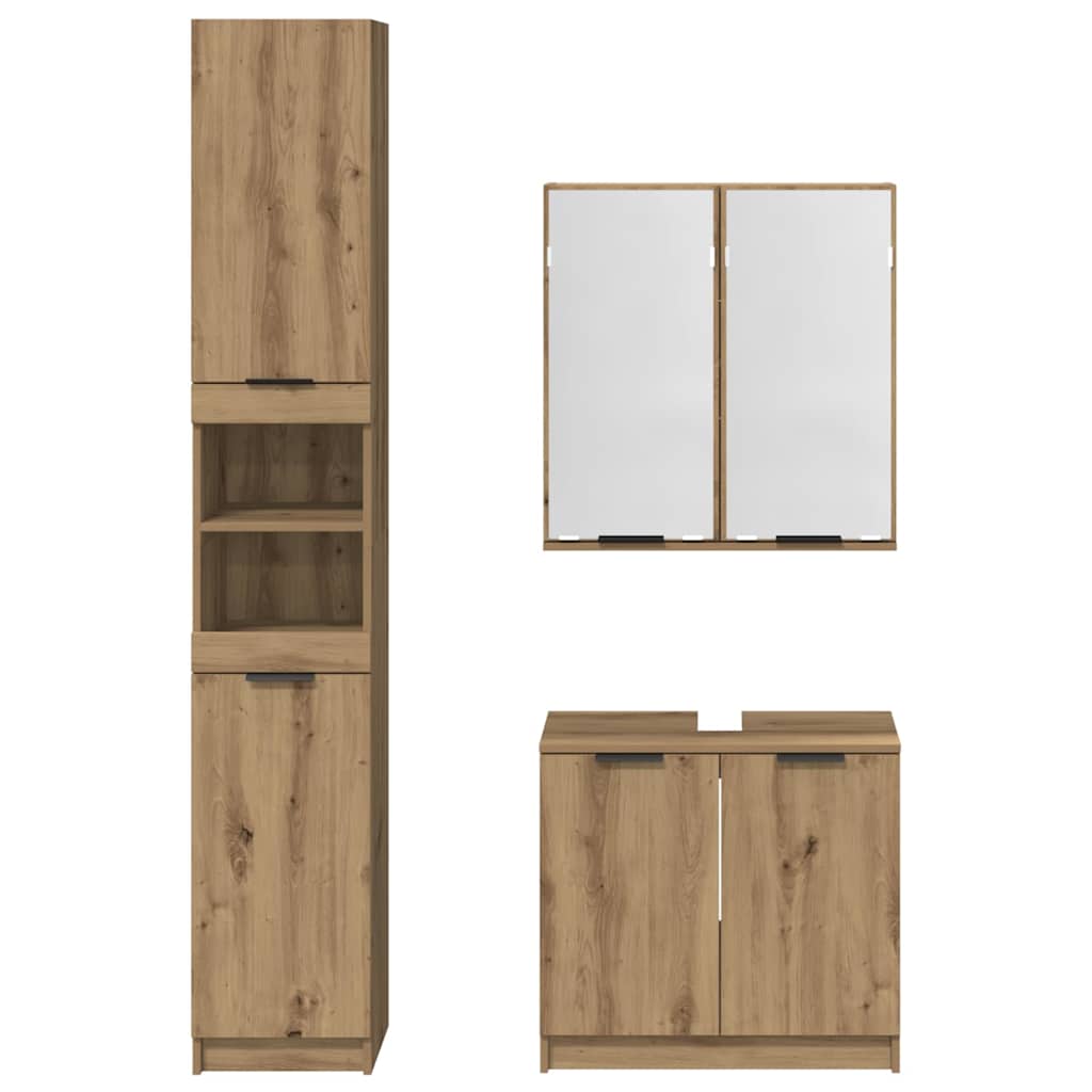 vidaXL Badezimmerschrank-Set mit Tür 3 pcs Artisan-Eiche Holzwerkstoff