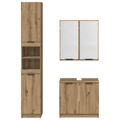 vidaXL Badezimmerschrank-Set mit Tür 3 pcs Artisan-Eiche Holzwerkstoff