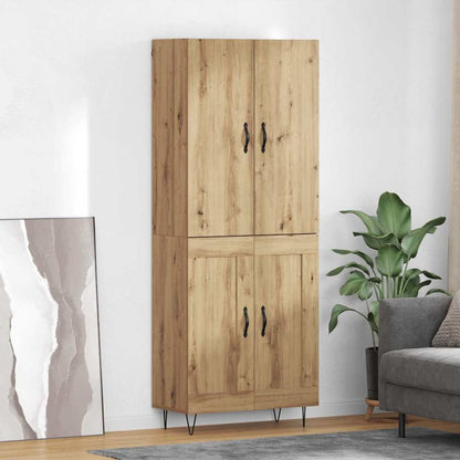 vidaXL Highboard 2 pcs chêne artisanale bois d'ingénierie et verre