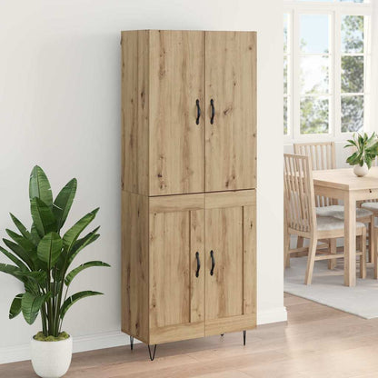vidaXL Highboard 2 pcs chêne artisanale bois d'ingénierie et verre