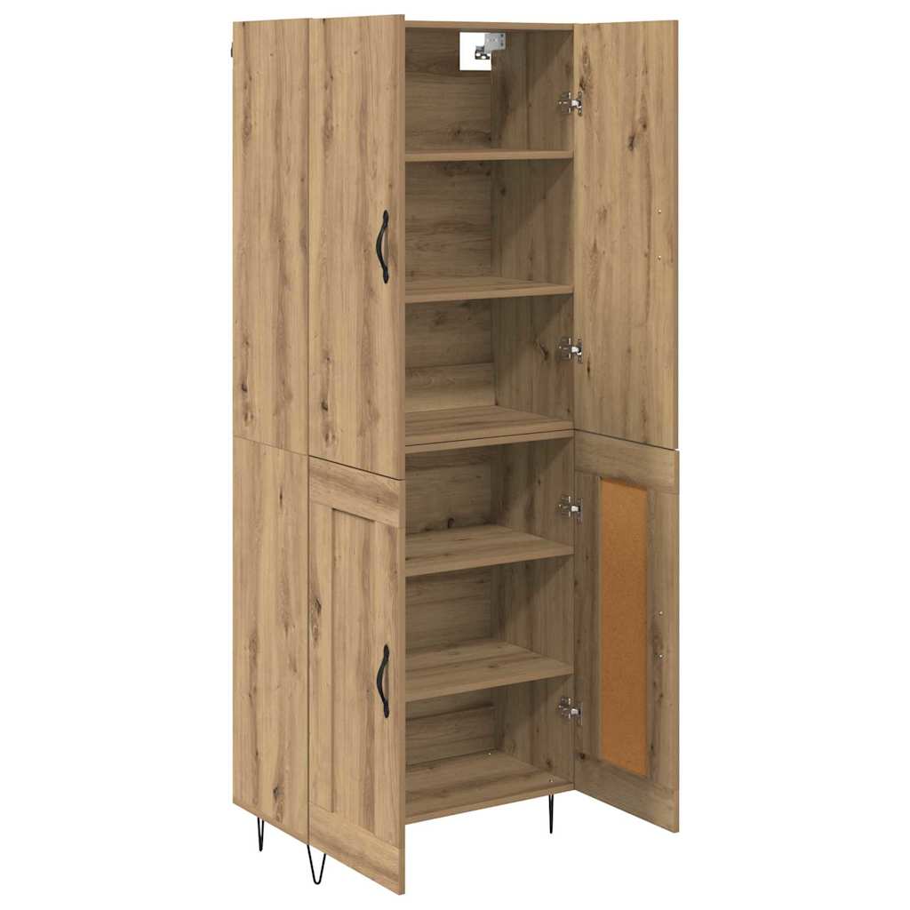 vidaXL Highboard 2 pcs chêne artisanale bois d'ingénierie et verre