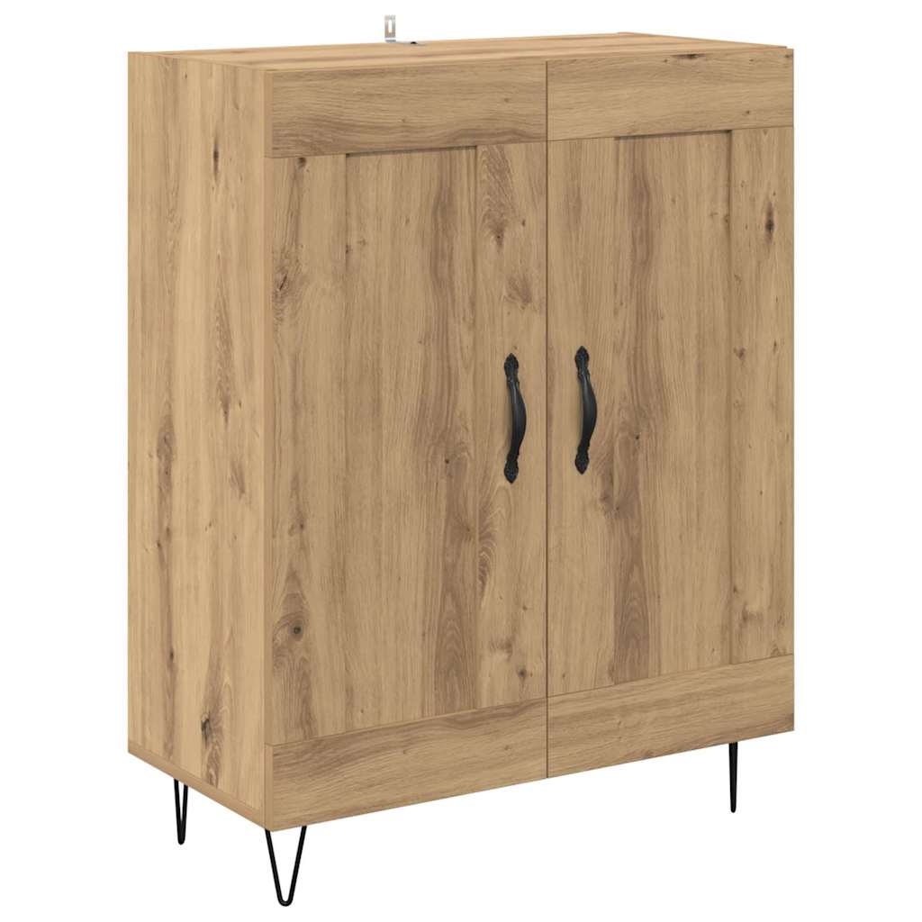 vidaXL Highboard 2 pcs chêne artisanale bois d'ingénierie et verre