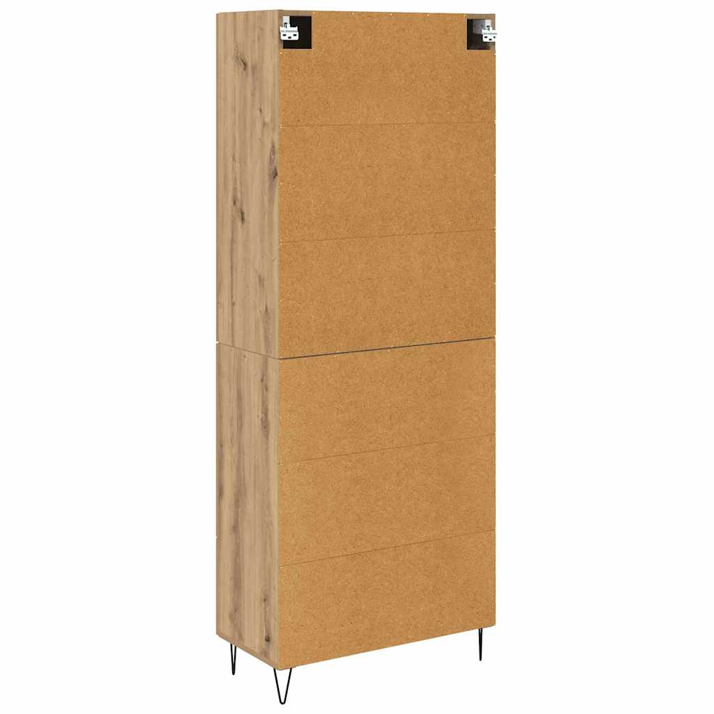vidaXL Highboard 2 pcs chêne artisanale bois d'ingénierie et verre