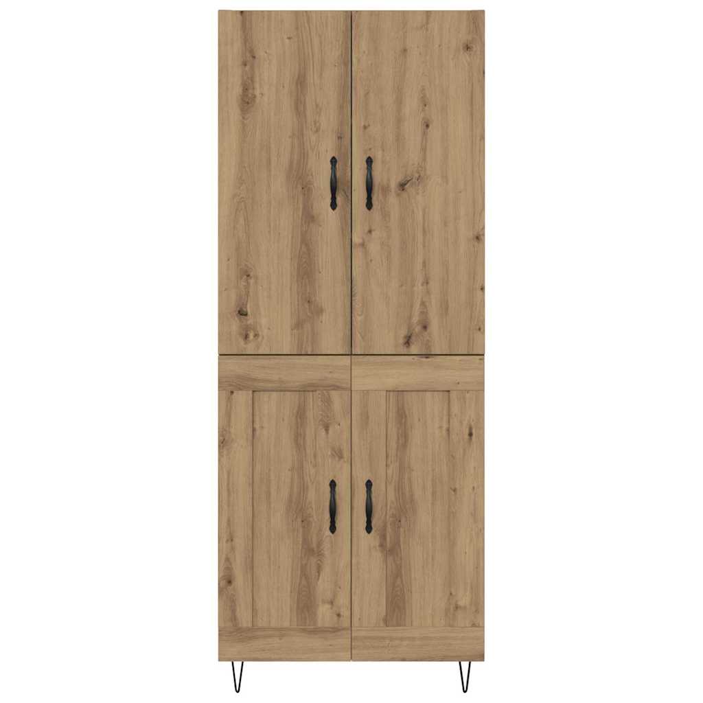 vidaXL Highboard 2 pcs chêne artisanale bois d'ingénierie et verre