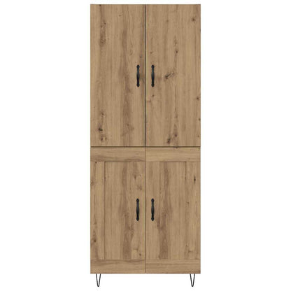 vidaXL Highboard 2 pcs chêne artisanale bois d'ingénierie et verre
