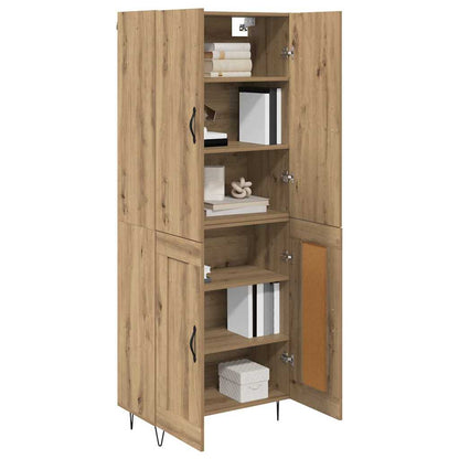 vidaXL Highboard 2 pcs chêne artisanale bois d'ingénierie et verre