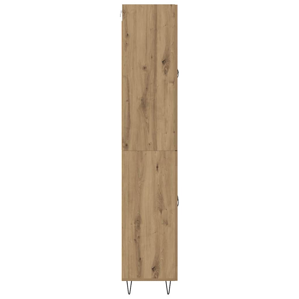 vidaXL Highboard 2 pcs chêne artisanale bois d'ingénierie et verre