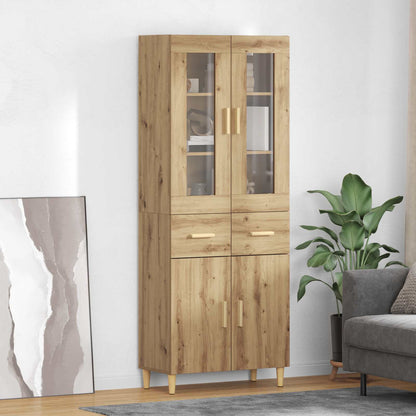 vidaXL Buffet haut chêne artisan 69,5 x 34 x 180 cm bois d'ingénierie