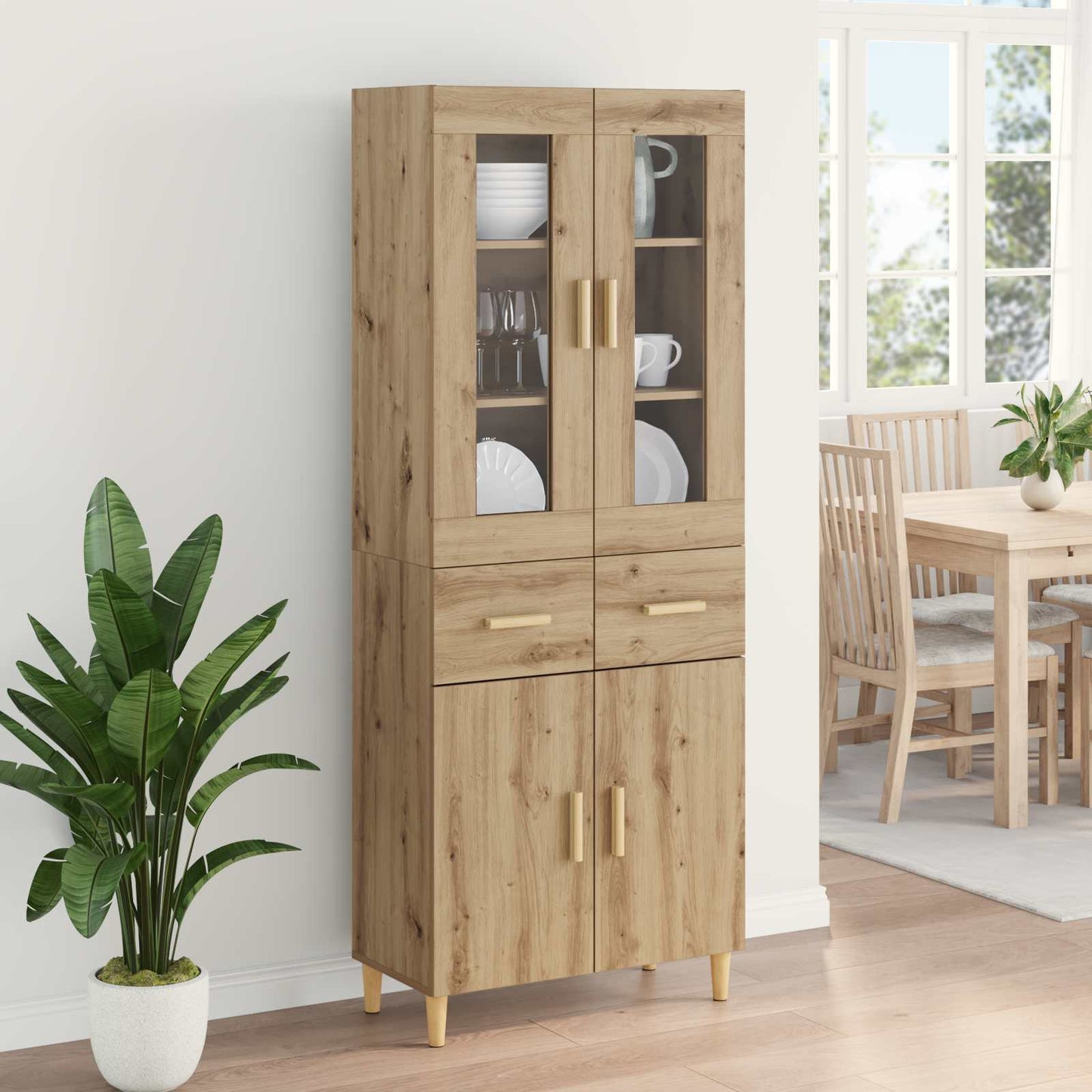 vidaXL Buffet haut chêne artisan 69,5 x 34 x 180 cm bois d'ingénierie