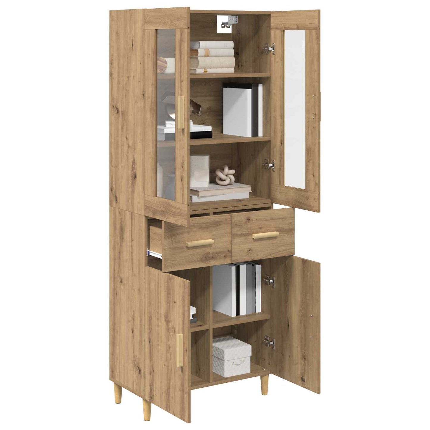 vidaXL Buffet haut chêne artisan 69,5 x 34 x 180 cm bois d'ingénierie
