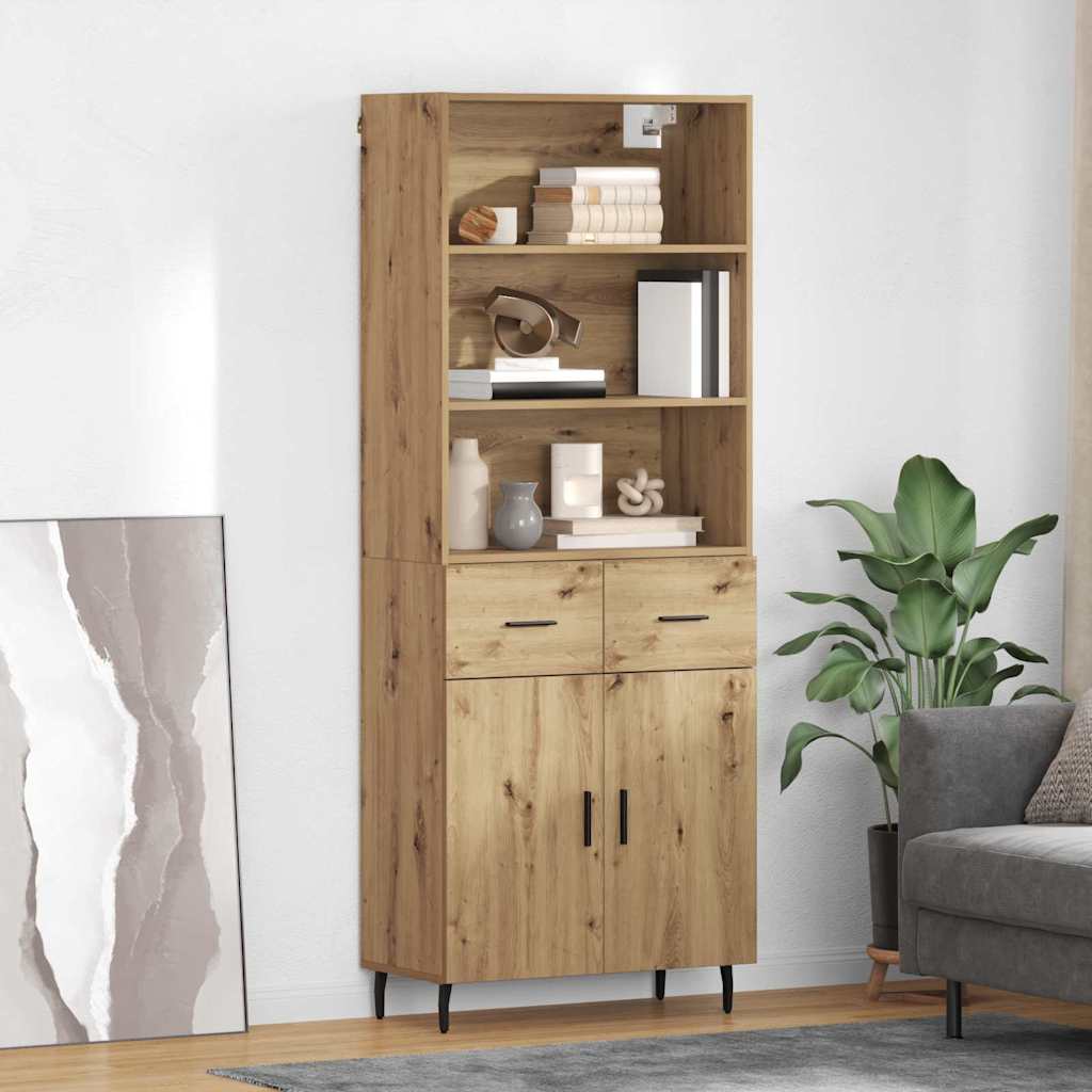 vidaXL Highboard à tiroirs chêne artisan 69,5 x 34 x 180 cm