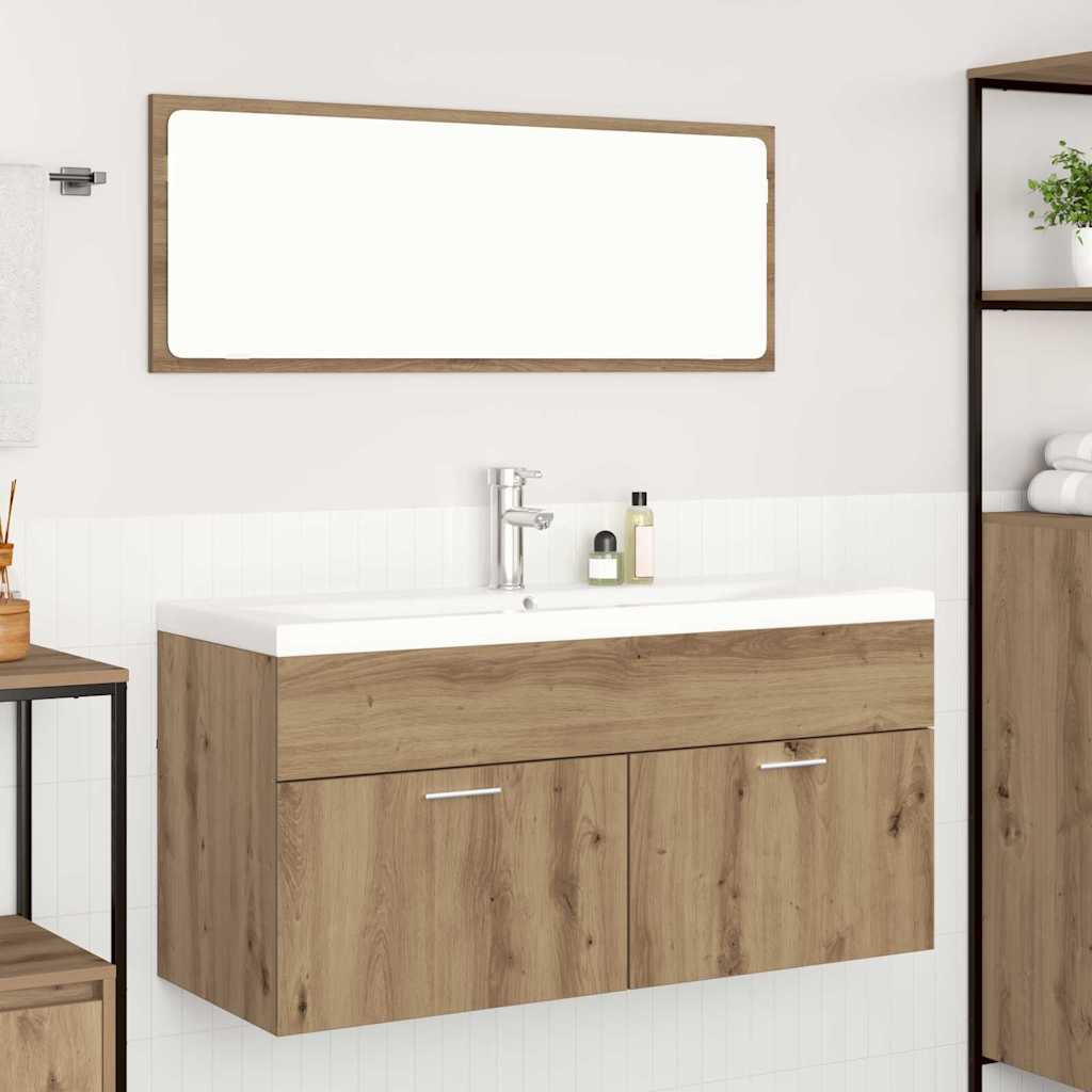 Meuble sous-lavabo mural chêne artisanal vidaXL 100 x 38,5 x 46 cm
