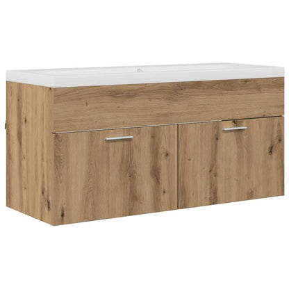 Meuble sous-lavabo mural chêne artisanal vidaXL 100 x 38,5 x 46 cm