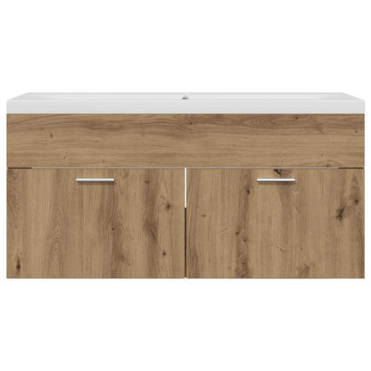 Meuble sous-lavabo mural chêne artisanal vidaXL 100 x 38,5 x 46 cm