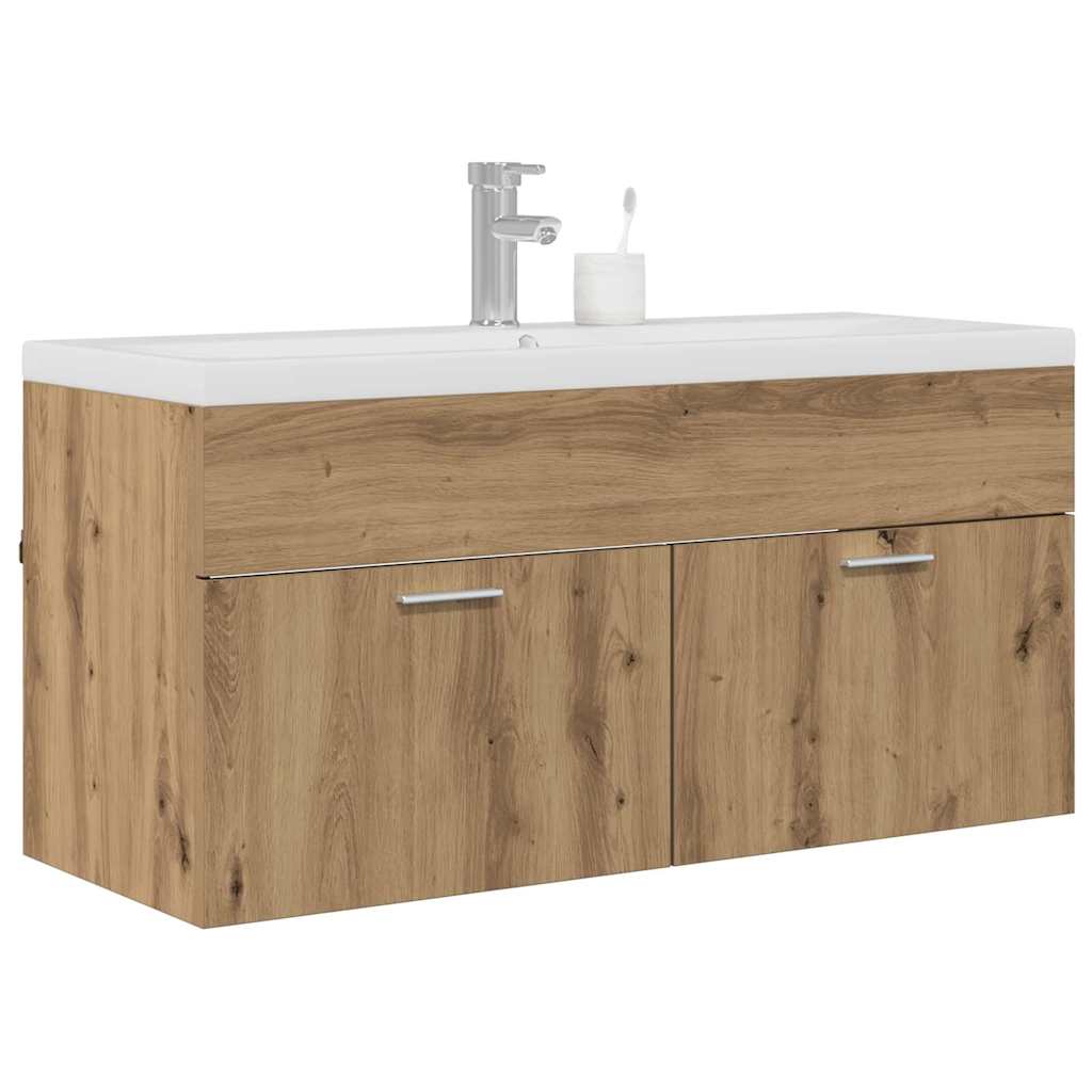Meuble sous-lavabo mural chêne artisanal vidaXL 100 x 38,5 x 46 cm