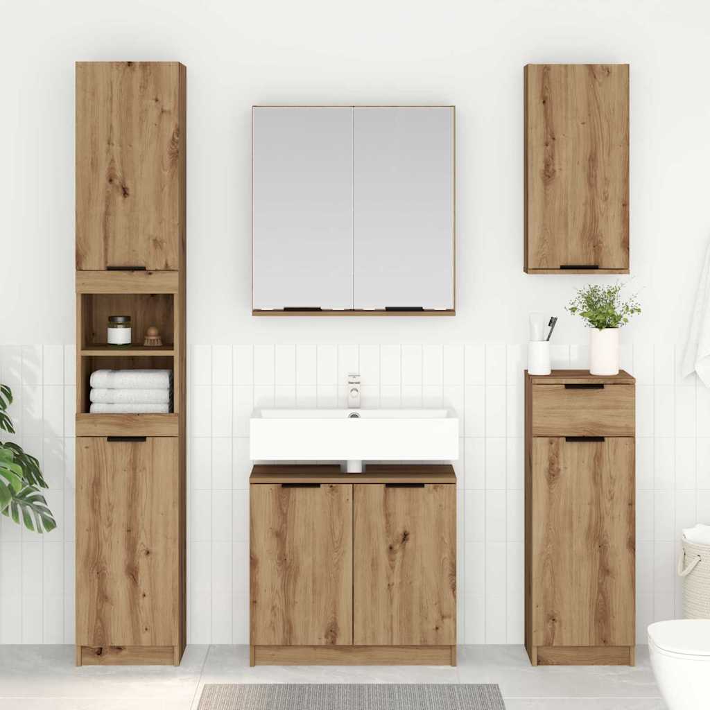 vidaXL Meuble de salle de bain avec étagère Chêne artisanal Bois d'ingénierie