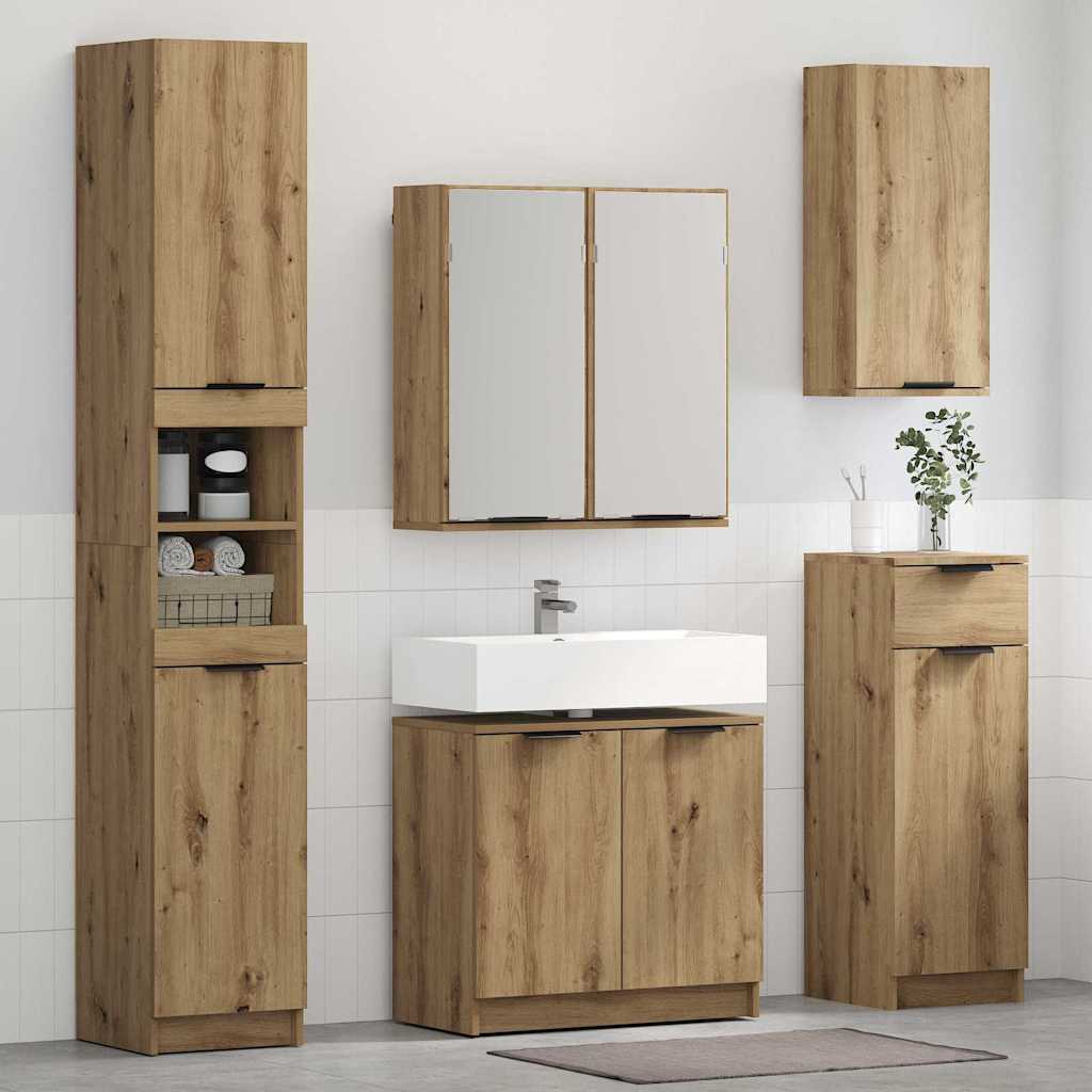 vidaXL Meuble de salle de bain avec étagère Chêne artisanal Bois d'ingénierie