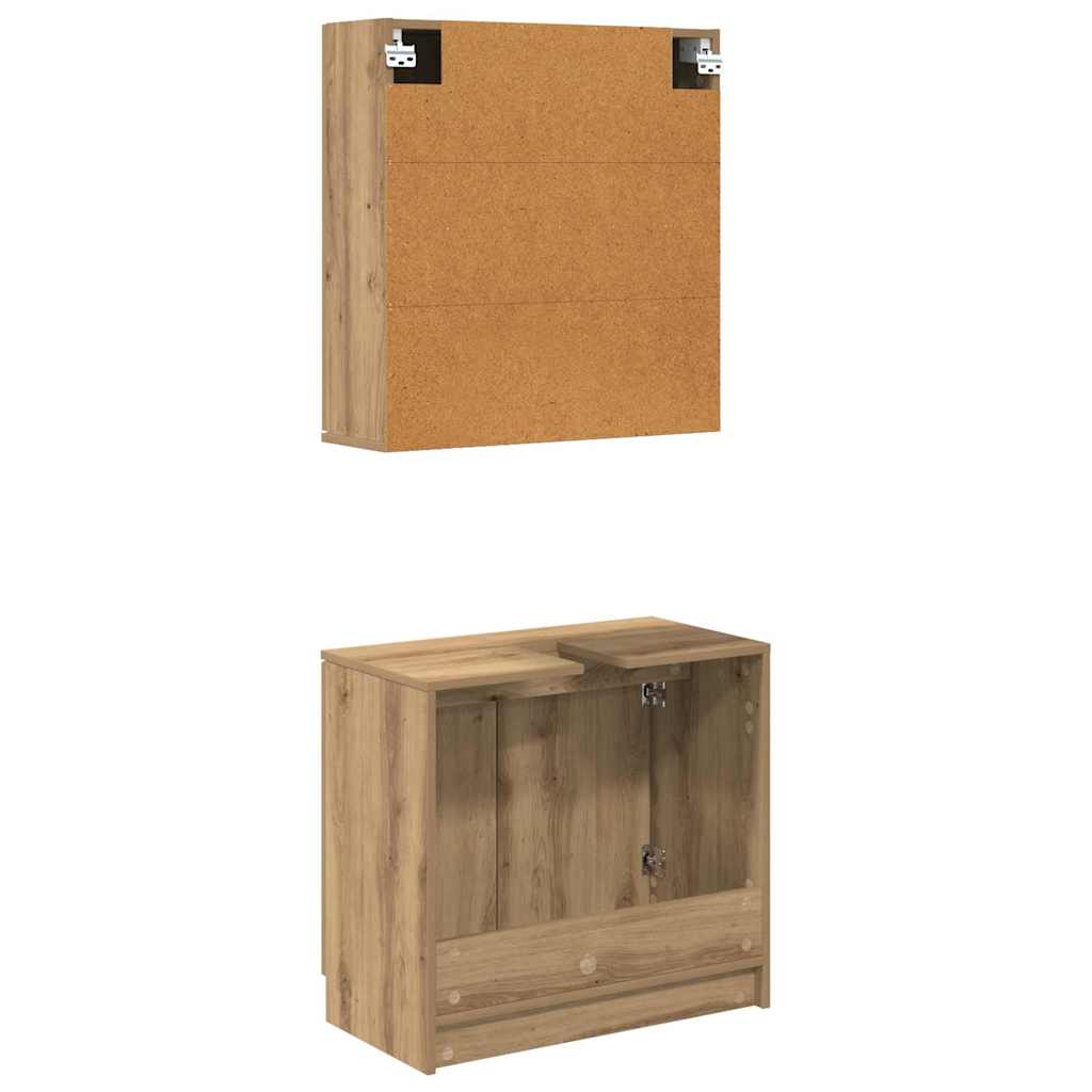 vidaXL Meuble de salle de bain avec étagère Chêne artisanal Bois d'ingénierie