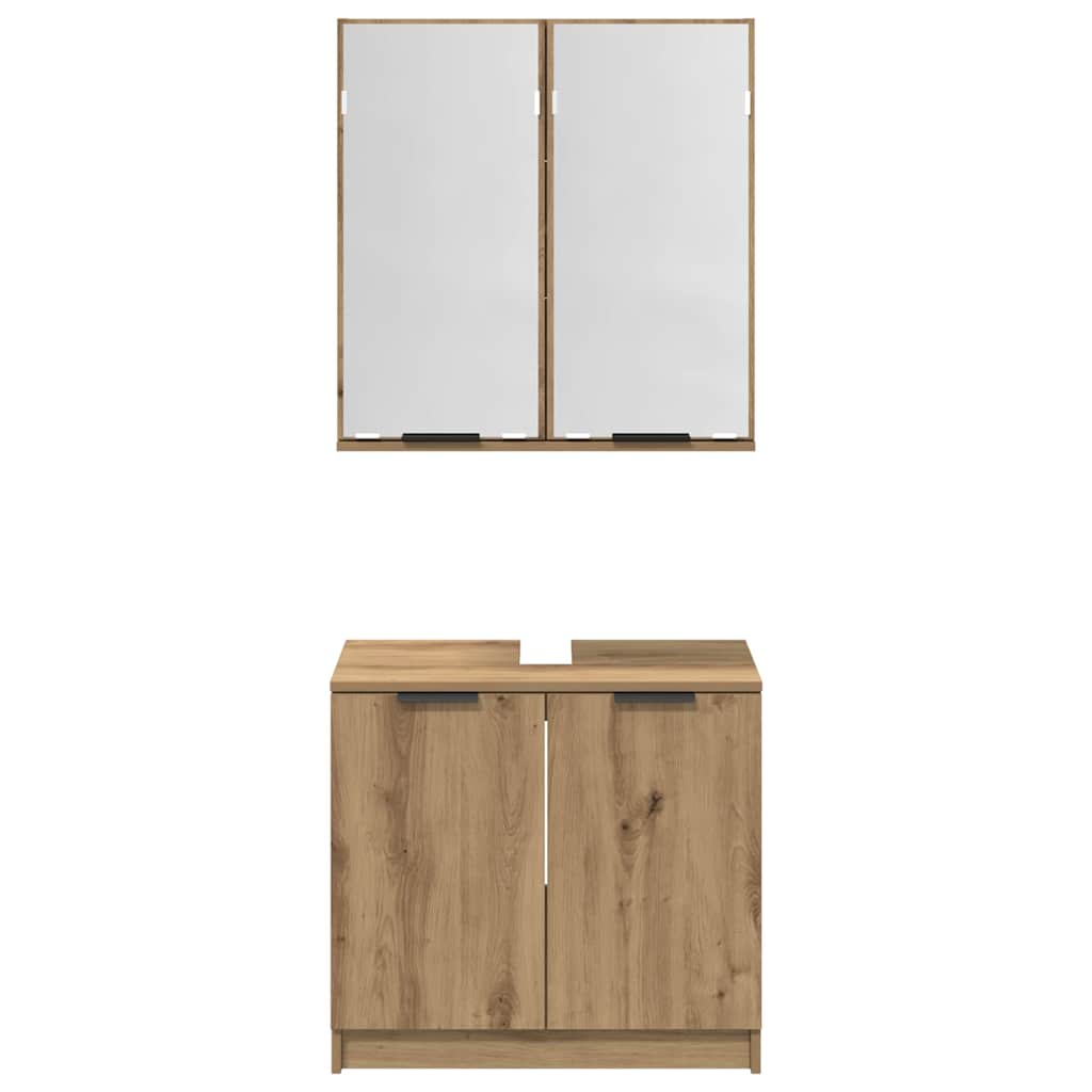 vidaXL Meuble de salle de bain avec étagère Chêne artisanal Bois d'ingénierie