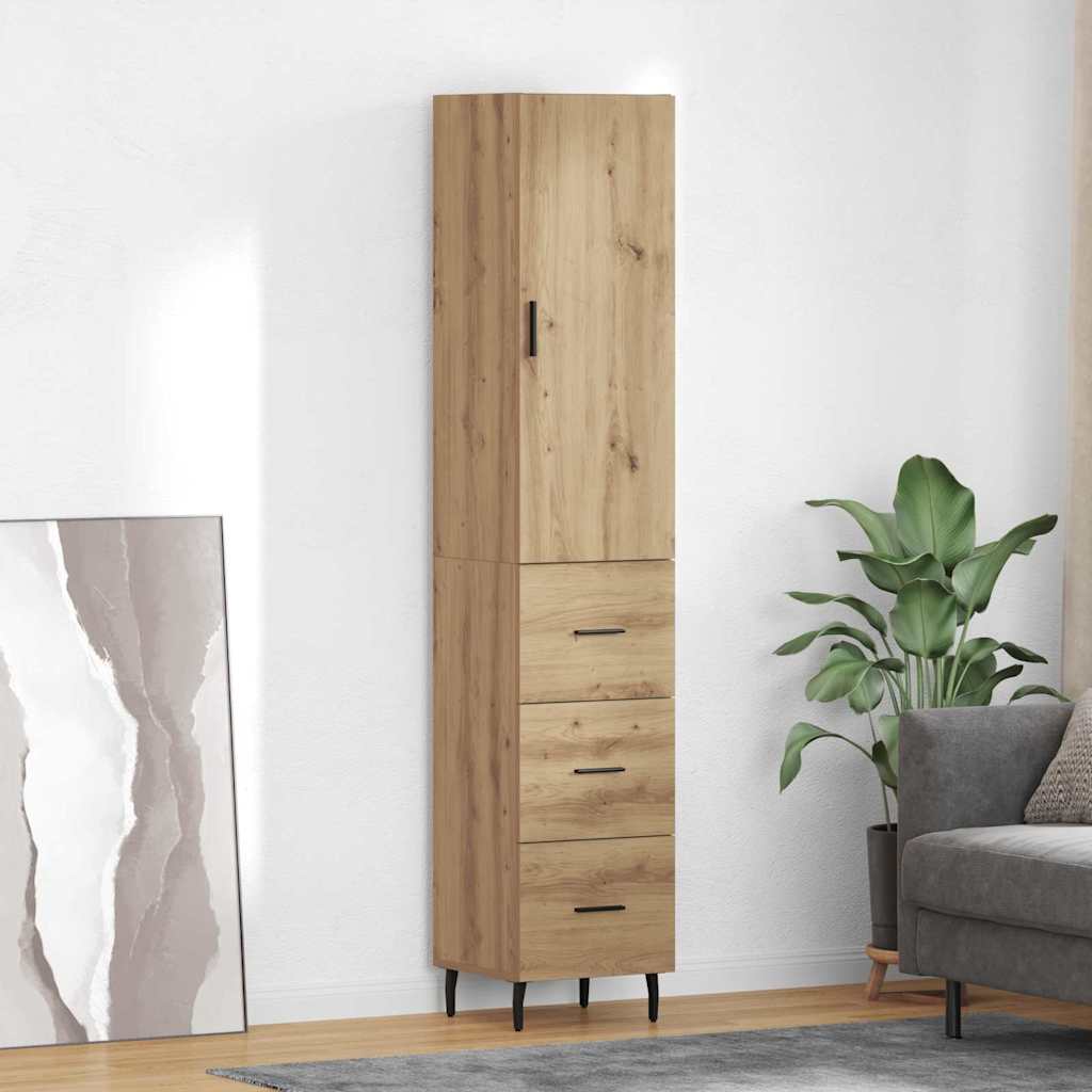 vidaXL Buffet haut chêne artisan 34,5 x 34 x 180 cm bois d'ingénierie