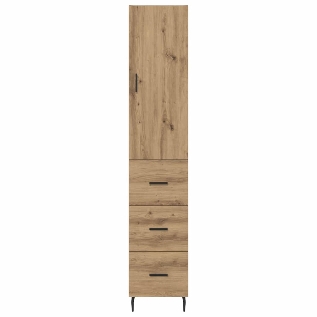 vidaXL Buffet haut chêne artisan 34,5 x 34 x 180 cm bois d'ingénierie