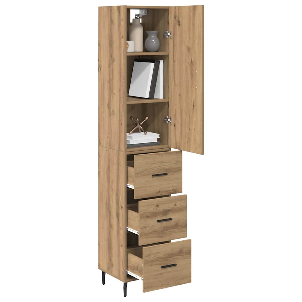 vidaXL Buffet haut chêne artisan 34,5 x 34 x 180 cm bois d'ingénierie