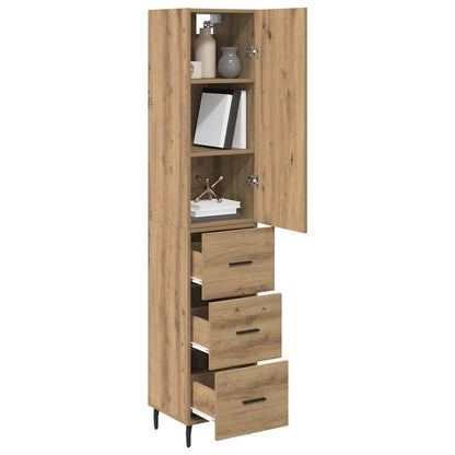vidaXL Buffet haut chêne artisan 34,5 x 34 x 180 cm bois d'ingénierie