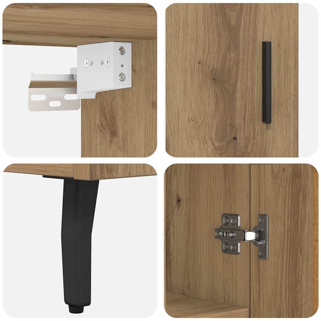 vidaXL Highboard 2 pcs Artisan-Eiche Engineered Wood und Glas