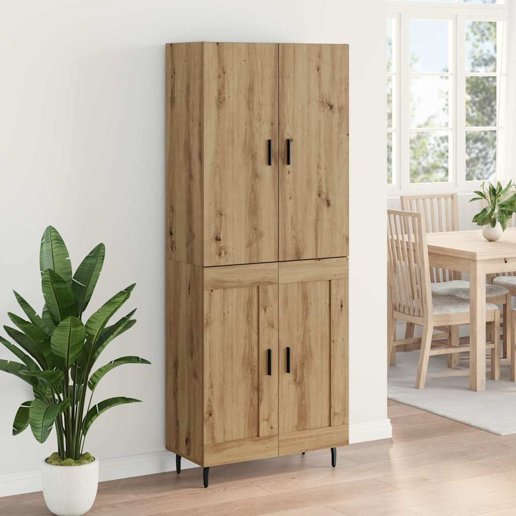 vidaXL Highboard 2 pcs Artisan-Eiche Engineered Wood und Glas