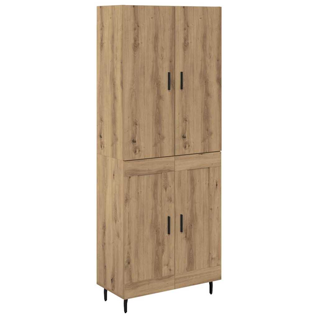 vidaXL Highboard 2 pcs Artisan-Eiche Engineered Wood und Glas