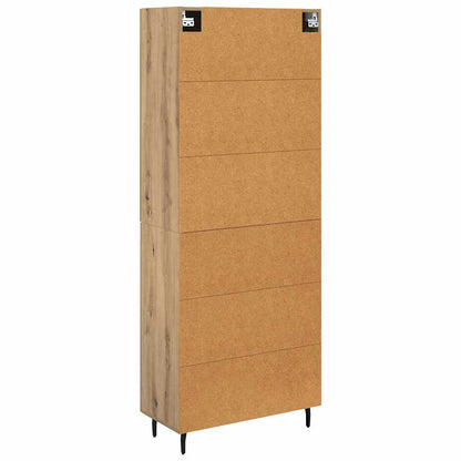 vidaXL Highboard 2 pcs Artisan-Eiche Engineered Wood und Glas
