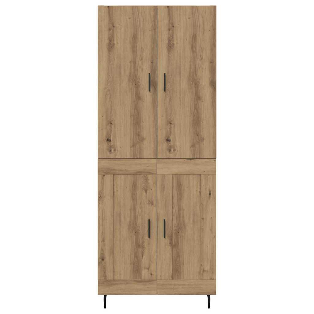 vidaXL Highboard 2 pcs Artisan-Eiche Engineered Wood und Glas