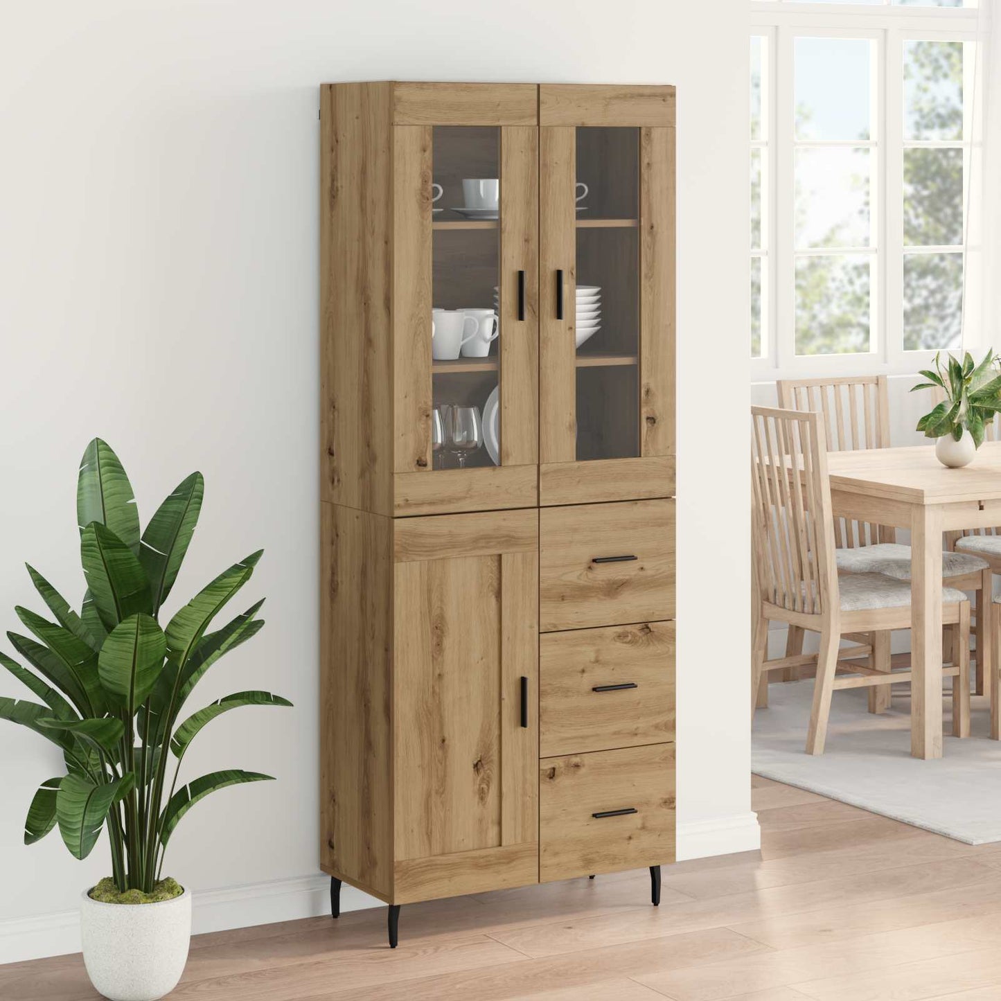 Highboard mit Schubladen 2 pcs Artisan-Eiche Holzwerkstoff