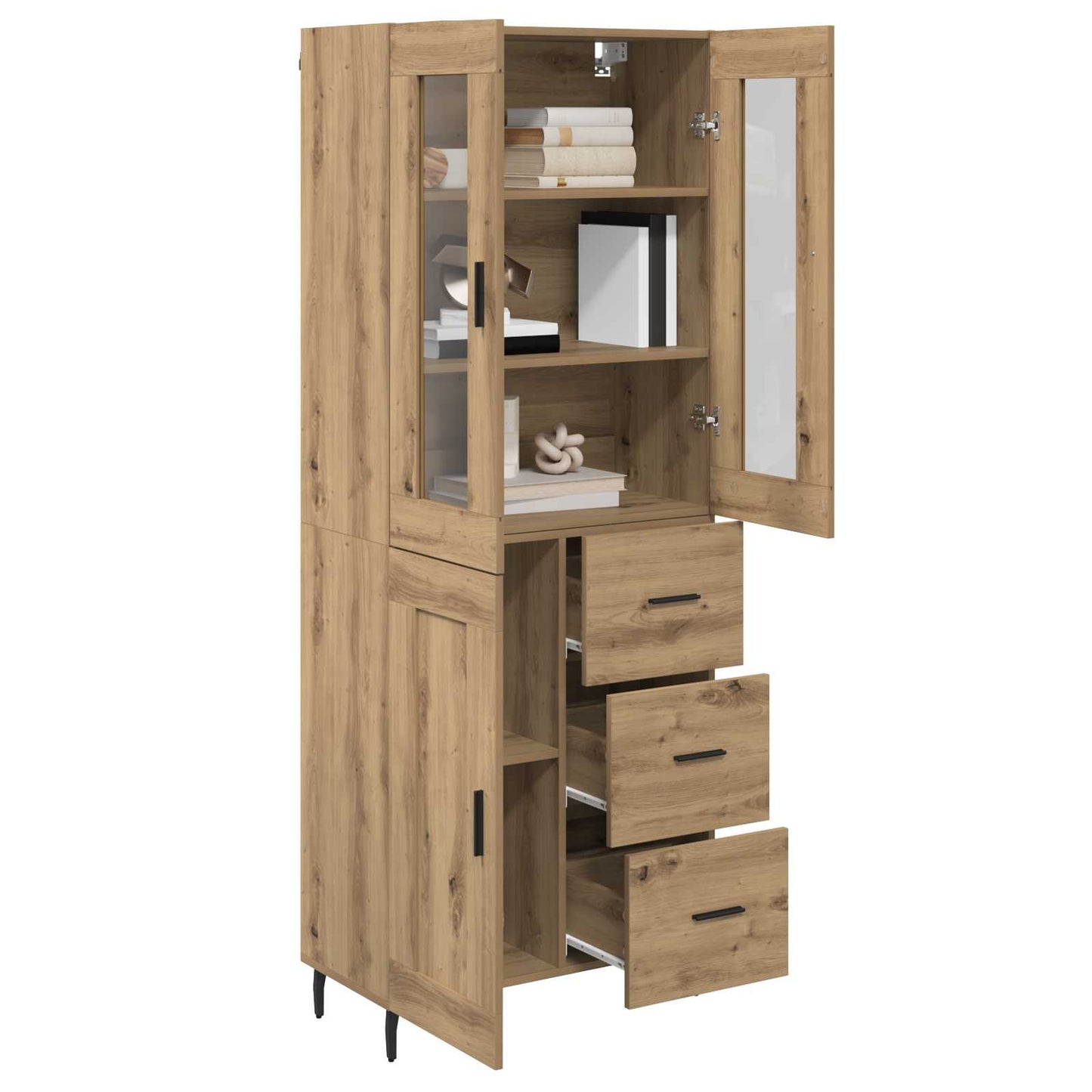 Highboard mit Schubladen 2 pcs Artisan-Eiche Holzwerkstoff