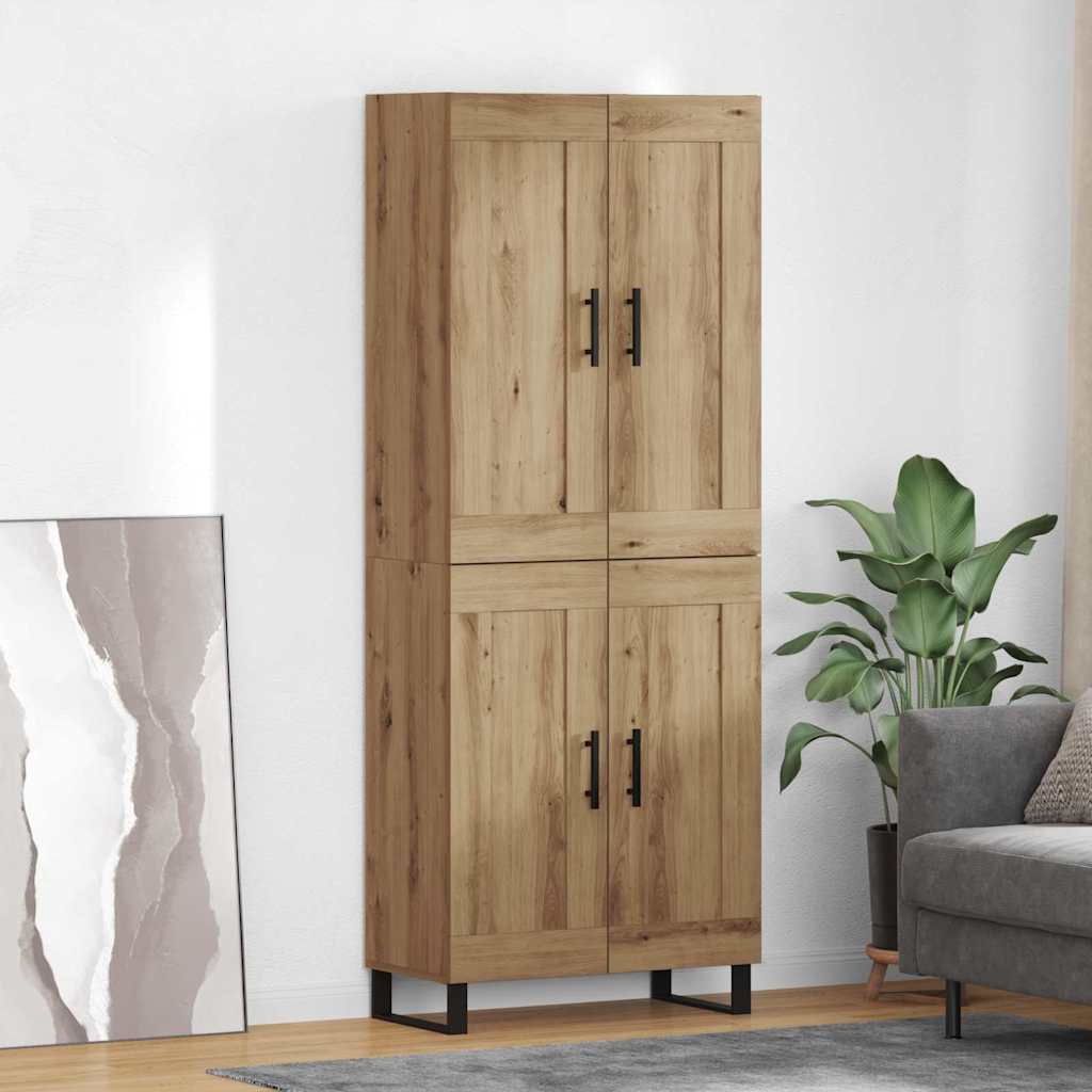 vidaXL Buffet haut chêne artisan 69,5 x 34 x 180 cm bois d'ingénierie
