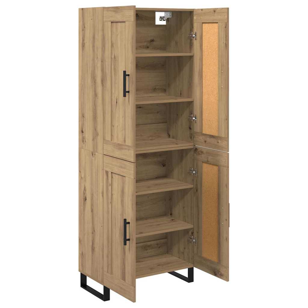 vidaXL Buffet haut chêne artisan 69,5 x 34 x 180 cm bois d'ingénierie
