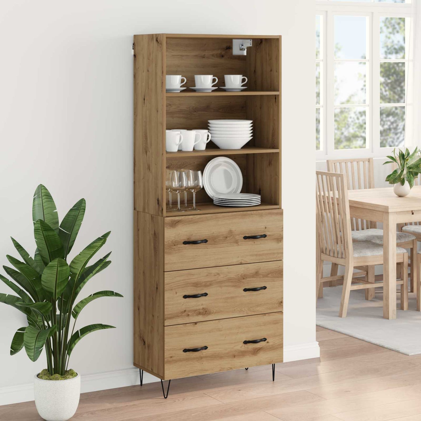 Highboard mit Schubladen 2 pcs Artisan-Eiche Holzwerkstoff