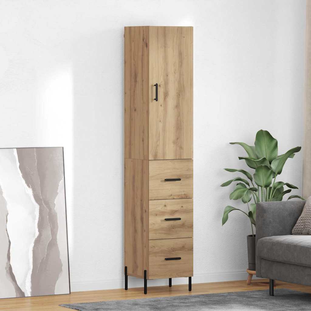 vidaXL Buffet haut chêne artisan 34,5 x 34 x 180 cm bois d'ingénierie