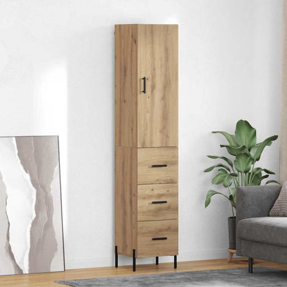 vidaXL Buffet haut chêne artisan 34,5 x 34 x 180 cm bois d'ingénierie