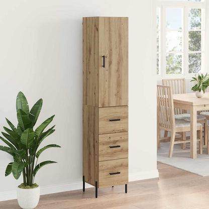 vidaXL Buffet haut chêne artisan 34,5 x 34 x 180 cm bois d'ingénierie