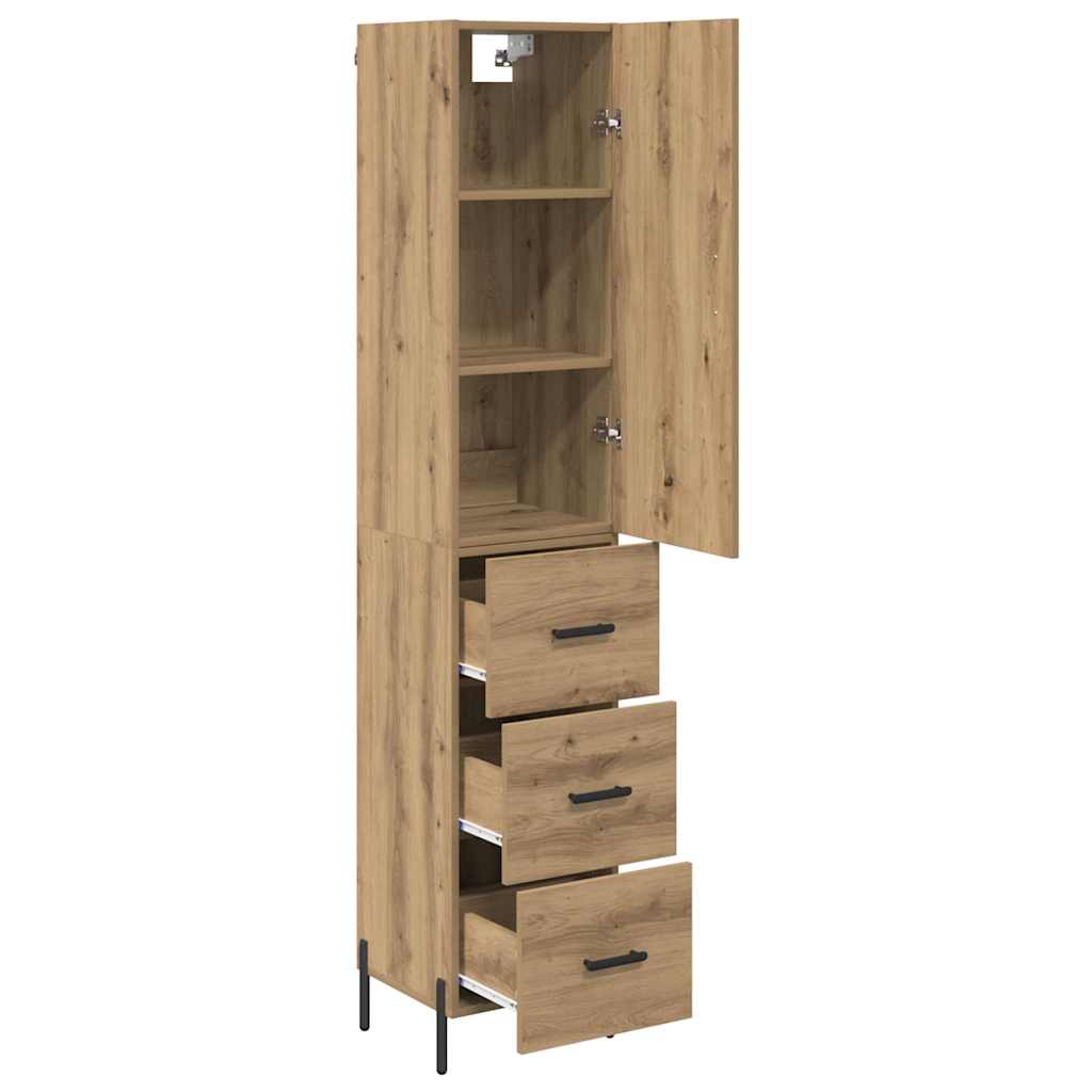 vidaXL Buffet haut chêne artisan 34,5 x 34 x 180 cm bois d'ingénierie